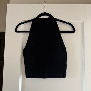 Aritzia Babaton Black Ribbed Crop Top